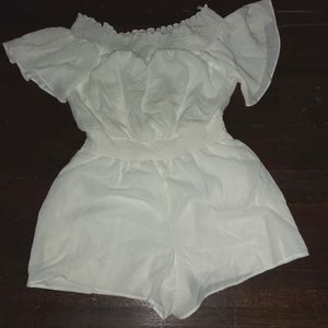 White off the shoulder Romper